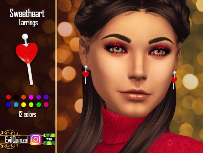 Sims 4 Sweetheart Earrings by EvilQuinzel at TSR