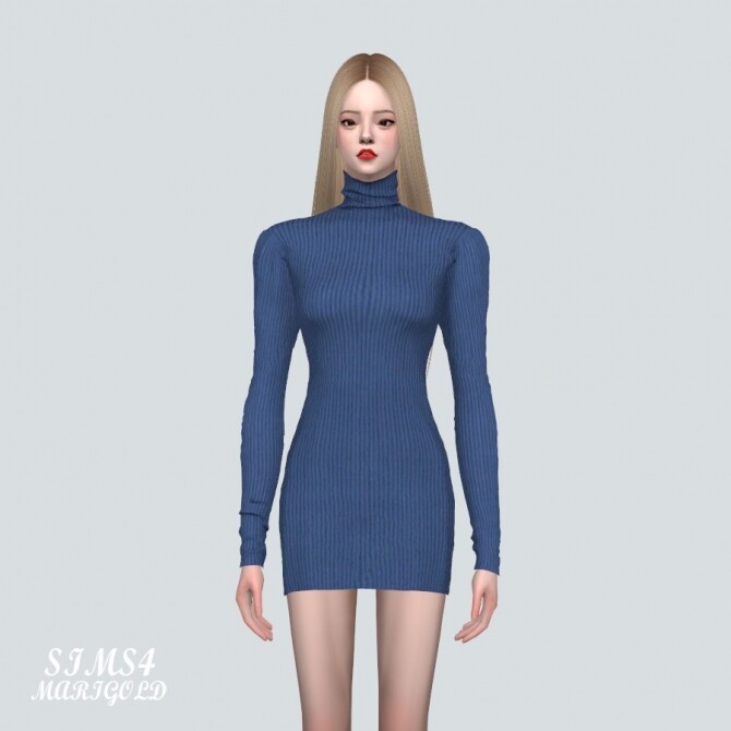 Sims 4 F Turtleneck Mini Dress at Marigold