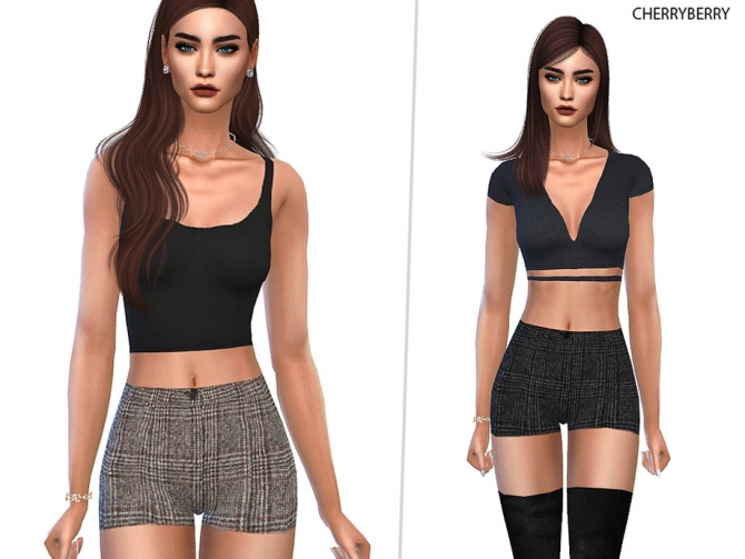 Checked Wool Shorts by CherryBerrySim at TSR » Sims 4 Updates