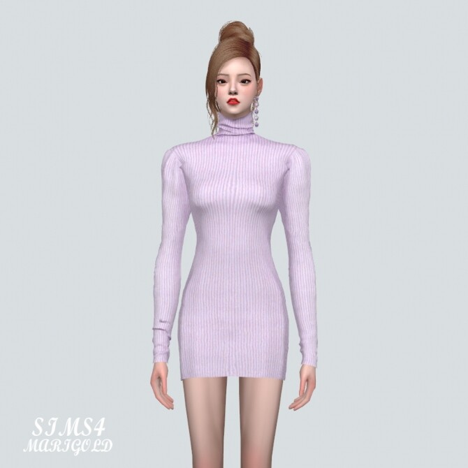 Sims 4 F Turtleneck Mini Dress at Marigold