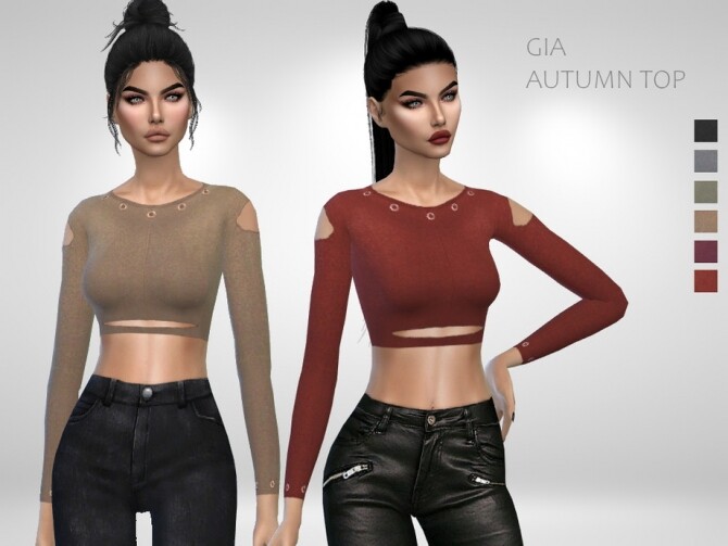 Sims 4 Gia Autumn Top by Puresim at TSR