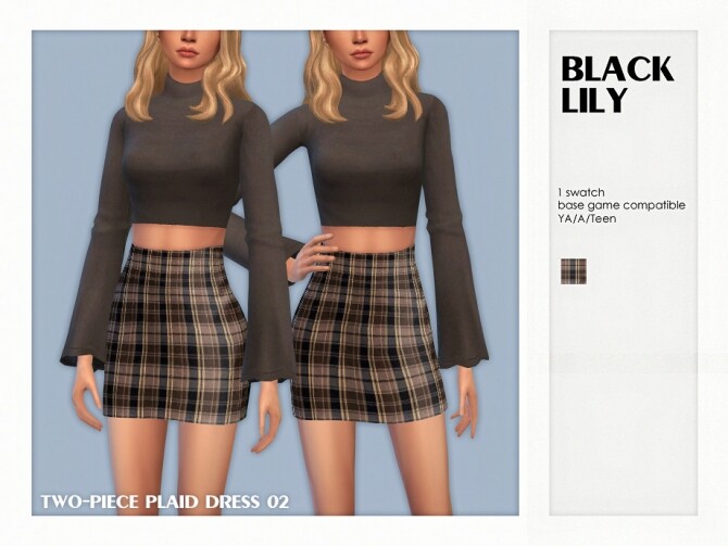 Sims 4 Two Piece Plaid Dress 02 by Black Lily at TSR