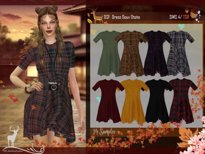 Sims 4 DSF Dress Doux Autumn by DanSimsFantasy at TSR