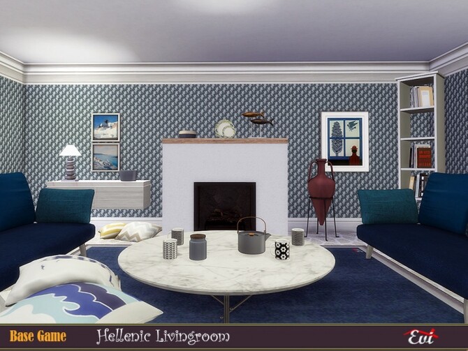 Sims 4 Hellenic livingroom by evi at TSR