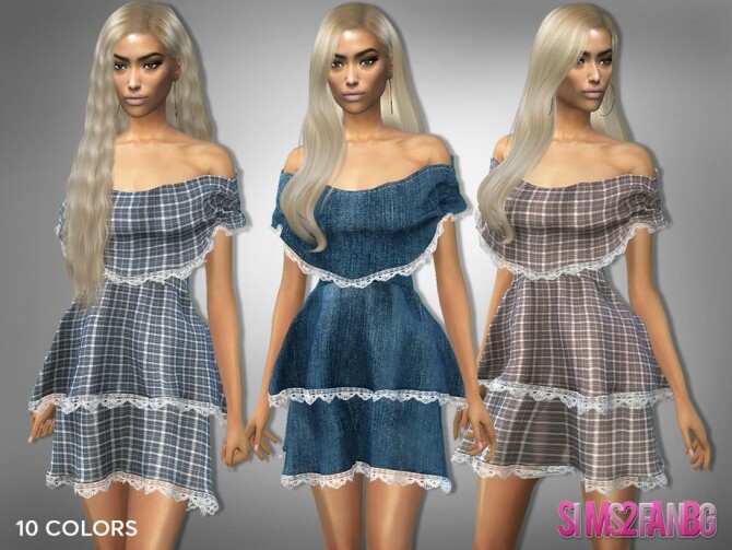 Sims 4 309 Off Shoulder Layered Dress by sims2fanbg at TSR
