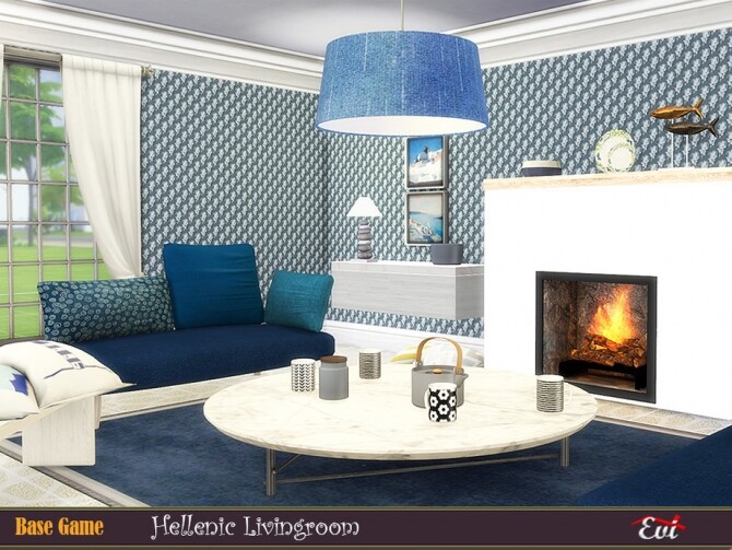 Sims 4 Hellenic livingroom by evi at TSR
