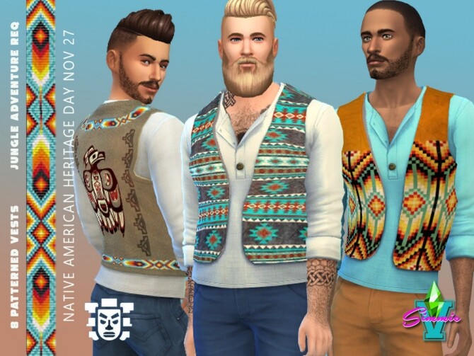 Sims 4 Native American Vests by SimmieV at TSR