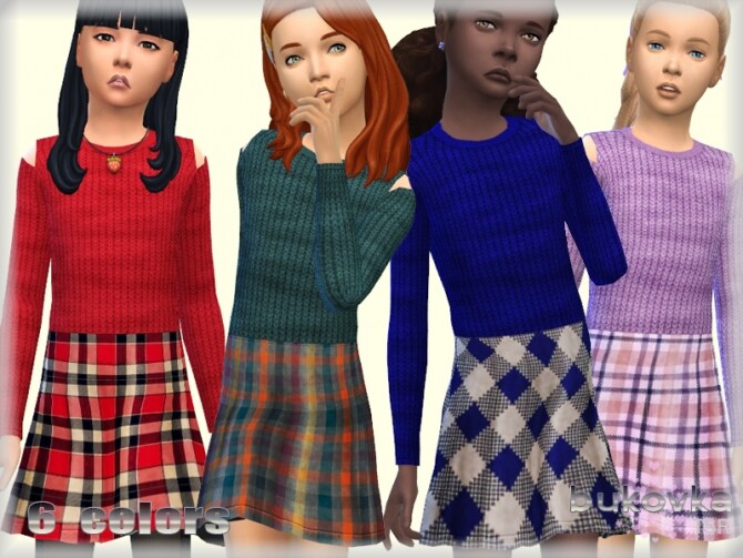 Sims 4 Dress Plaid child by bukovka at TSR