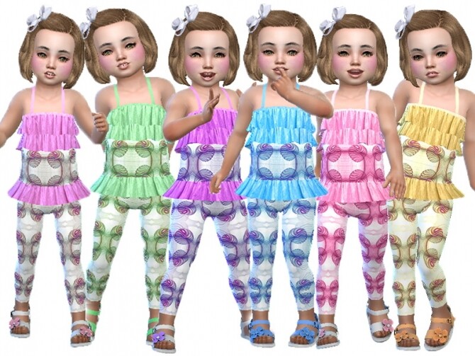 Sims 4 Abstract frill jumpsuit by TrudieOpp at TSR