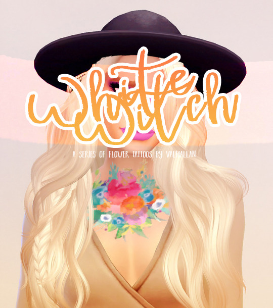 Sims 4 WHITE WITCH watercolour flower tattoos at Valhallan