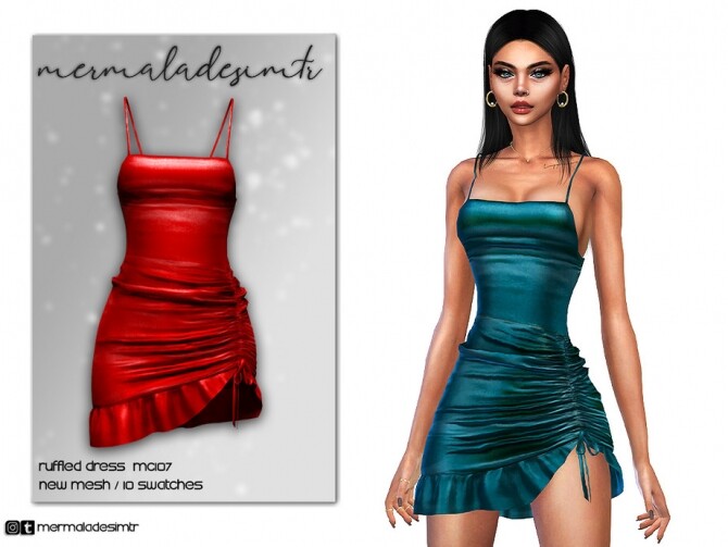Sims 4 Ruffled Dress MC107 by mermaladesimtr at TSR