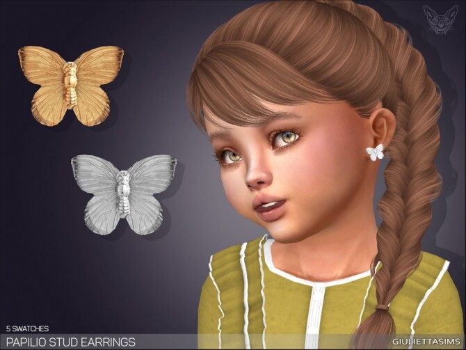 Sims 4 Papilio Stud Earrings For Toddlers by feyona at TSR