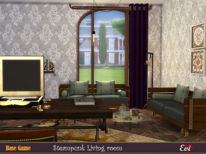 Sims 4 Steampunk Living room by evi at TSR