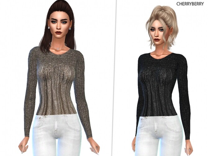 Sims 4 Glam Blouse by CherryBerrySim at TSR