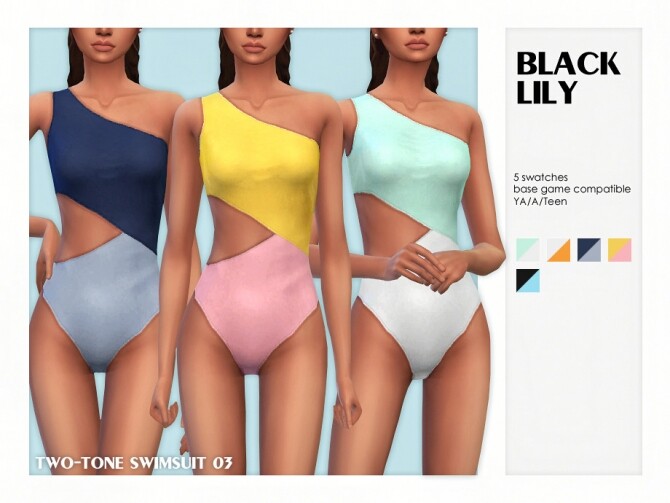 Sims 4 Two Tone Swimsuit 03 by Black Lily at TSR