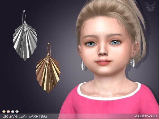 Sims 4 Origami Leaf Earrings For Toddlers by feyona at TSR