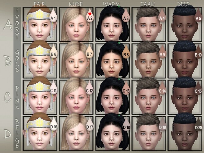 Sims 4 Kids skin by BAkalia at TSR