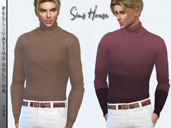 Sims 4 Mens turtleneck tucked into pants by Sims House at TSR