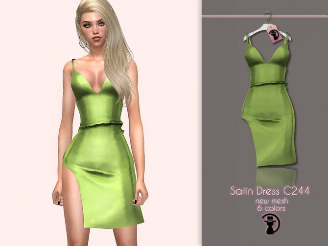 Sims 4 Satin Dress C244 by turksimmer at TSR