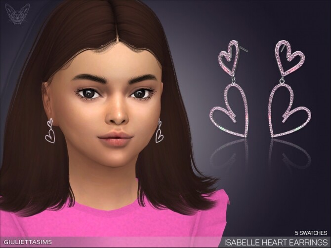 Sims 4 Isabelle Heart Earrings For Kids by feyona at TSR