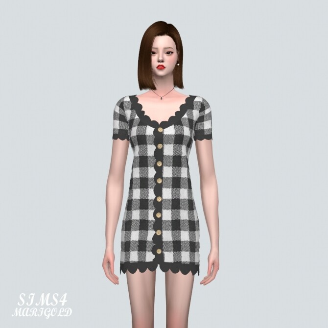 Sims 4 E Scallop Mini Dress V2 at Marigold