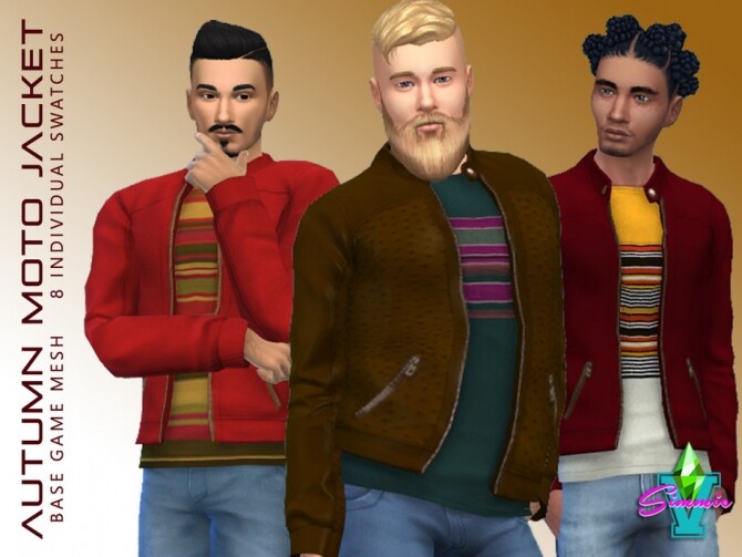 Autumn Spice Moto Jacket by SimmieV at TSR » Sims 4 Updates