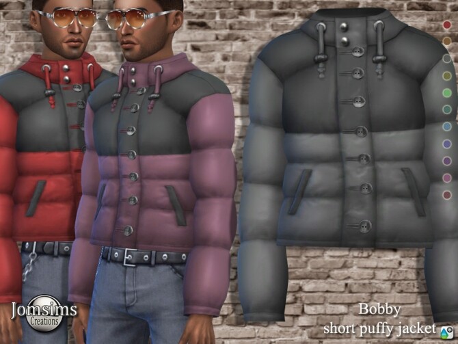 Sims 4 Bobby short puffy jacket by jomsims at TSR