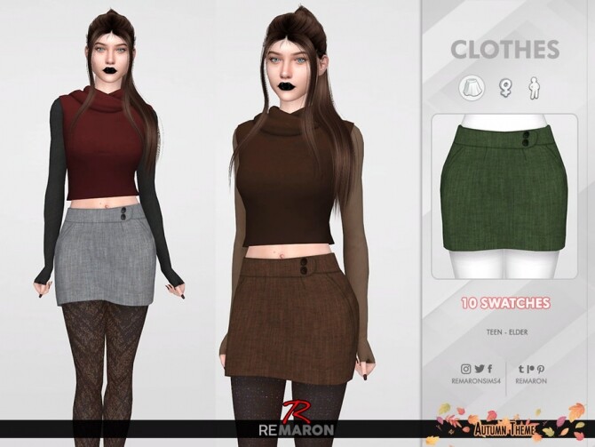 Sims 4 Autumn Skirt for Women 01 by remaron at TSR