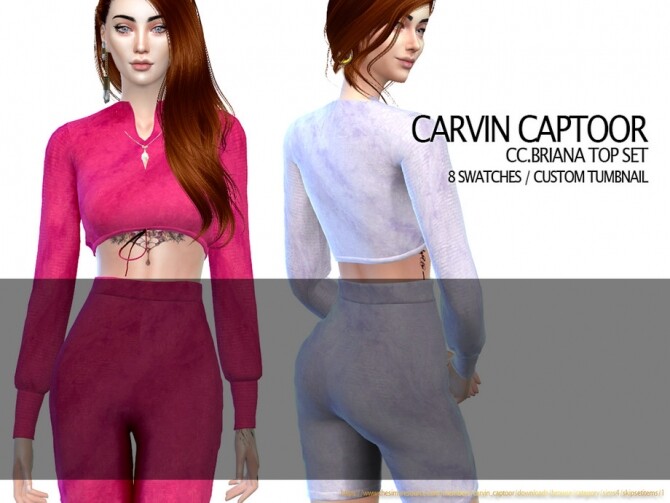 Sims 4 Briana Top Set by carvin captoor at TSR