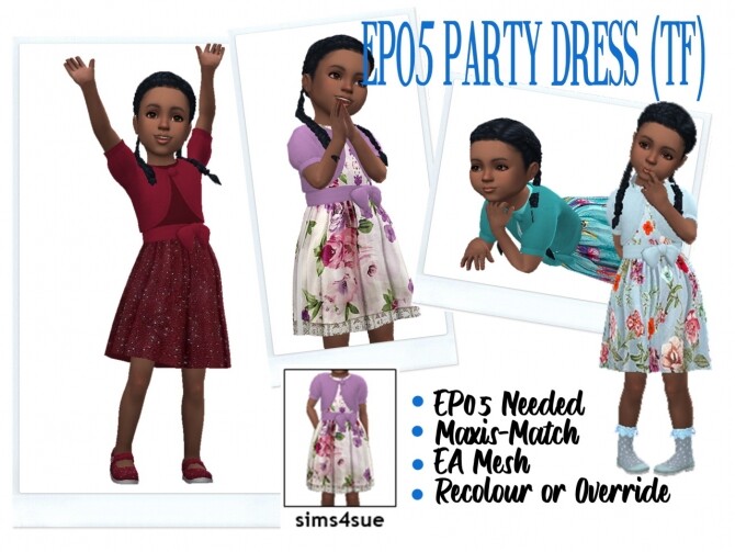 Sims 4 EP05 PARTY DRESS & BOLERO TF at Sims4Sue