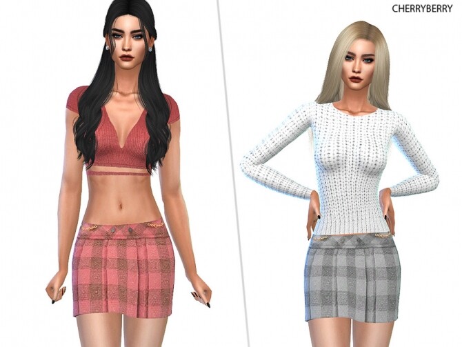 Sims 4 Fancy Miniskirt by CherryBerrySim at TSR