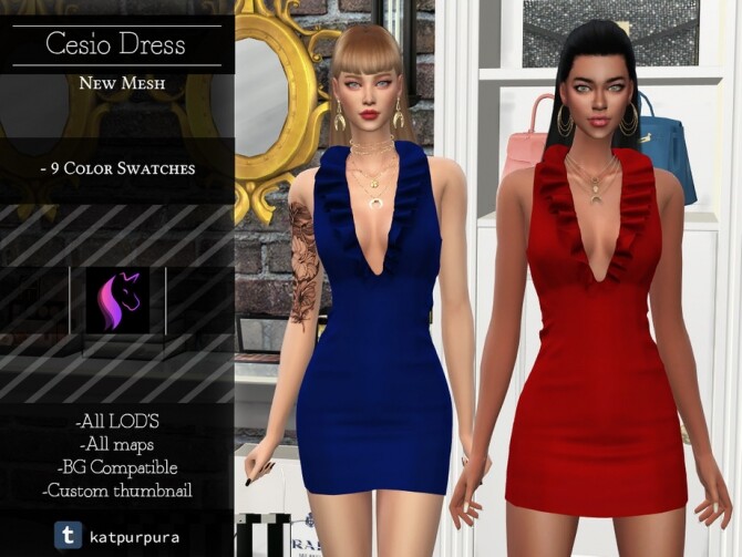 Sims 4 Cesio Dress by KaTPurpura at TSR