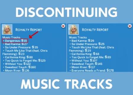 Discontinuing Music Tracks by gabeisafat at Mod The Sims