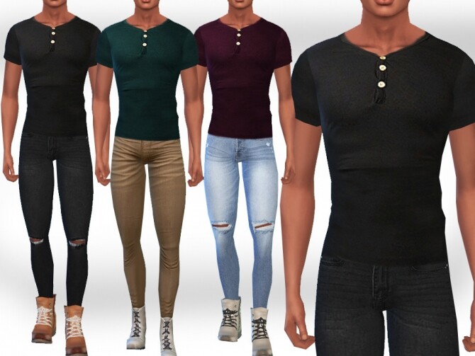 Sims 4 Fit Button Tees by Saliwa at TSR