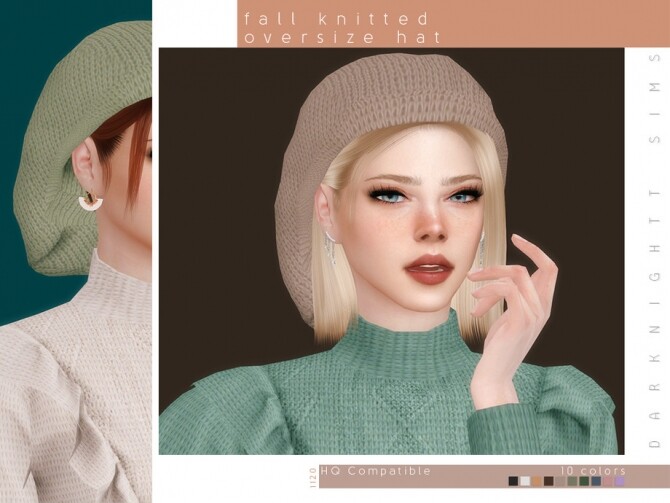 Sims 4 Fall Knitted Oversize Hat by DarkNighTt at TSR