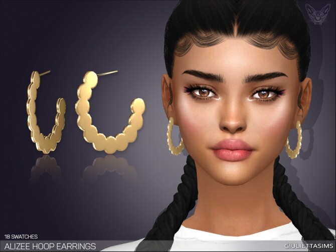 Sims 4 Alizee Hoop Earrings by feyona at TSR