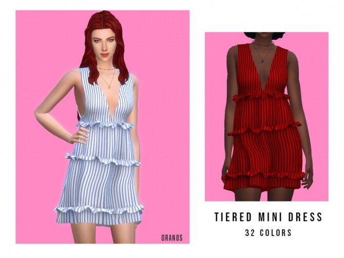 Sims 4 Tiered Mini Dress by OranosTR at TSR