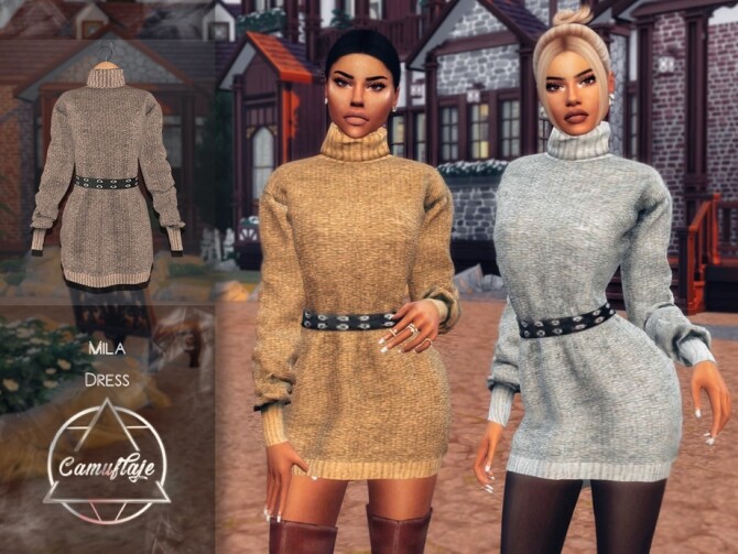 Sims 4 Mila Dress by Camuflaje at TSR