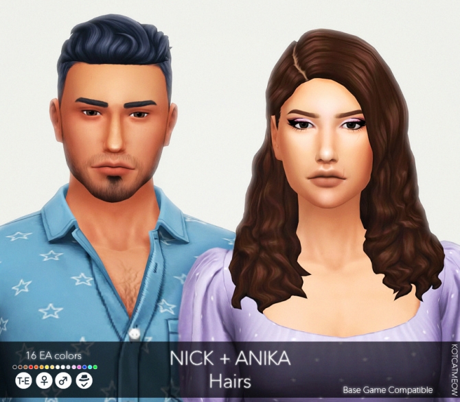 Nick + Anika Hairs at KotCatMeow » Sims 4 Updates