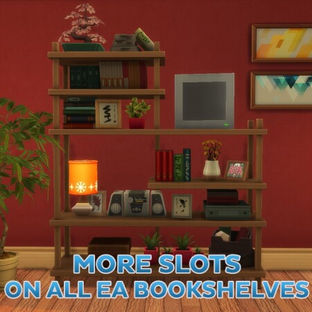 MORE SLOTS! for all EA Bookshelves by simsi45 at Mod The Sims
