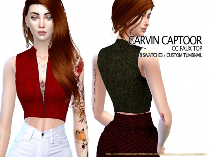 Sims 4 Faux Leather Top by carvin captoor at TSR