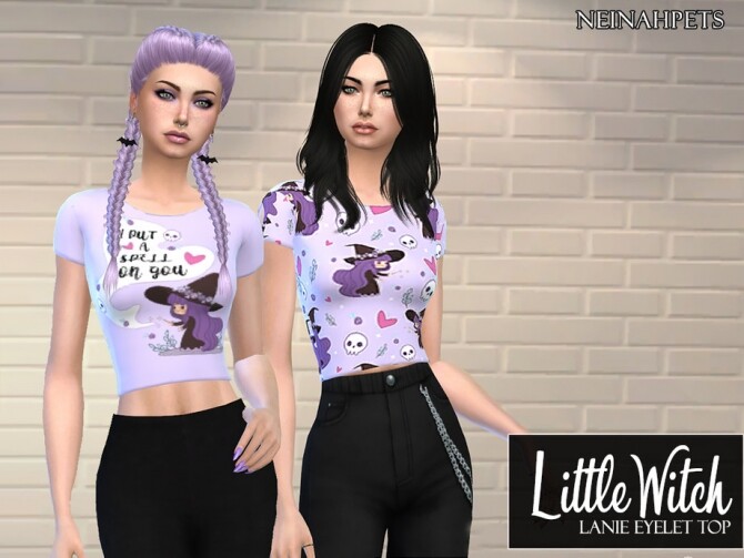 Sims 4 Little Witch Lanie Eyelet Top by neinahpets at TSR