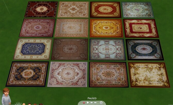 Sims 4 Aubusson First Rug Set by Wicked Old Witch at Mod The Sims