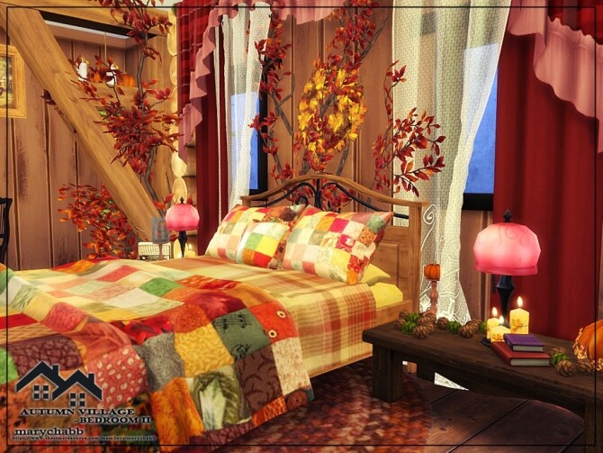 Sims 4 AUTUMN VILLAGE BEDROOM II by marychabb at TSR