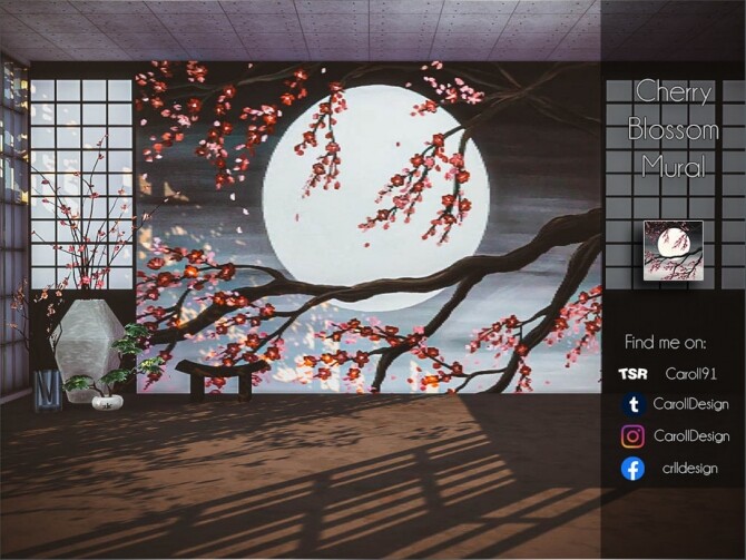 Sims 4 Cherry Blossom Mural by Caroll91 at TSR