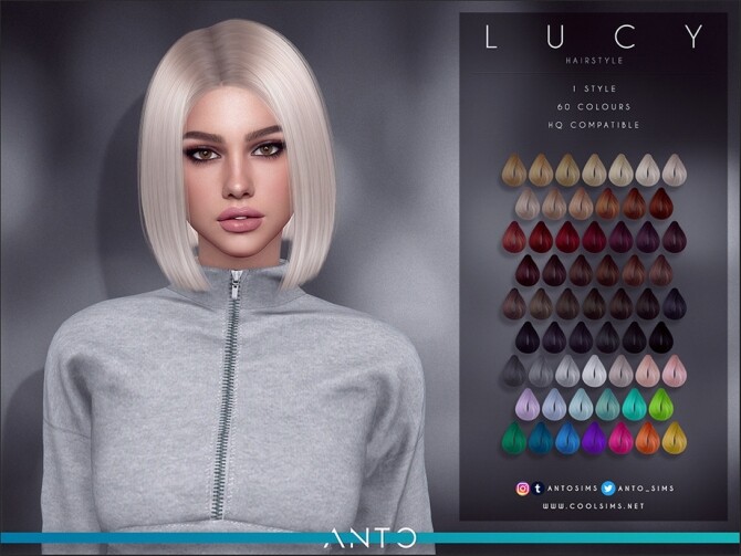 Sims 4 Lucy Bob haircut by Anto at TSR