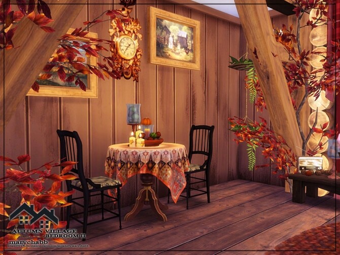 Sims 4 AUTUMN VILLAGE BEDROOM II by marychabb at TSR