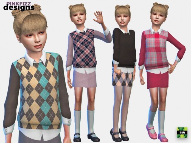 Sims 4 Junior Argyle Set by Pinkfizzzzz at TSR