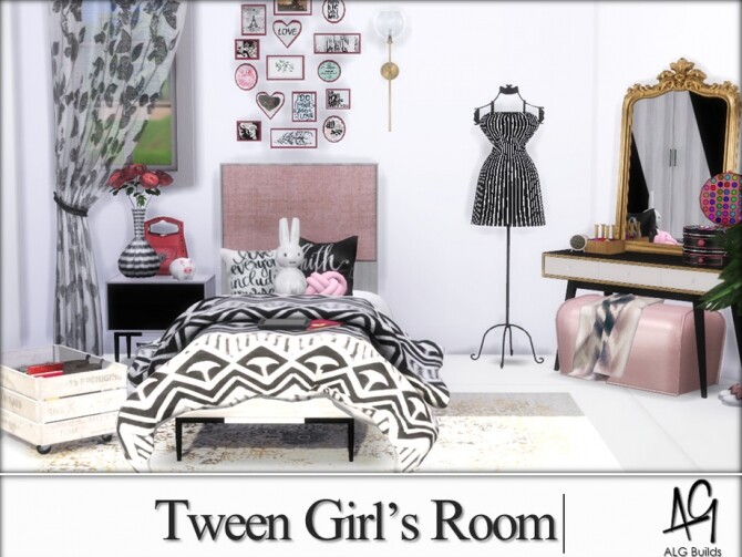 Sims 4 Tween Girls Room by ALGbuilds at TSR