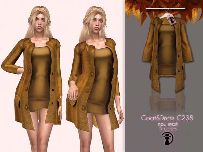 Sims 4 Coat & Dress C238 by turksimmer at TSR